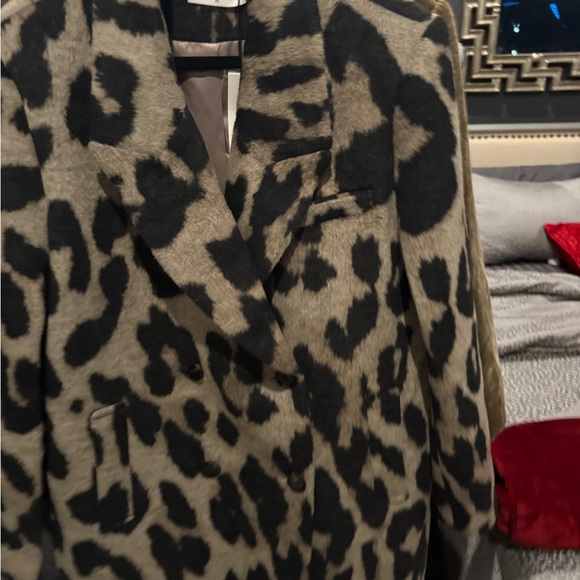 Leopard Blend Breasted Coat Print Coat - Picture 7 of 8